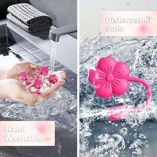 Hot Pink Flower Straw Toppers & Charms Set for Stanley Cup