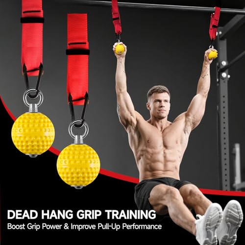 Grip Balls & Finger Straps Set - Red for Dead Hangs & Pull Ups