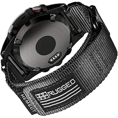 22MM Rugged Nylon Watch Band for Garmin Fenix/Forerunner - Black