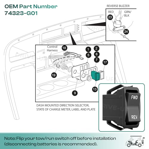 EZGO Forward Reverse Switch for TXT/PDS Electric Golf Carts OEM 74323-G01