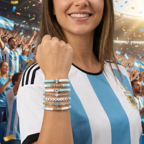 Sports Bracelet Stack Set - 7PC Beaded Charms for Fans