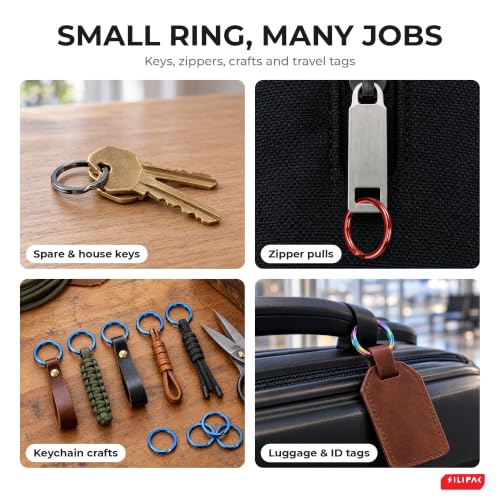 Silipac Gun Variation Small Heavy Duty Key Rings 0.8 in (20mm) Bulk 12 pcs