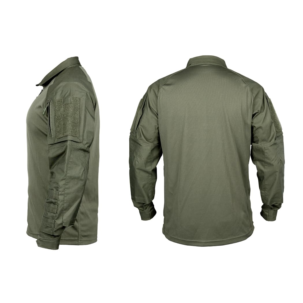 IDOGEAR Men’s Combat Shirts Tactical Long Sleeve Shirt with Elbow Pads Military BDU Shirts with Pockets Airsoft Clothing(Ranger Green,Medium)