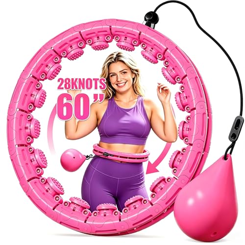 Pink Weighted Hula Hoop for Adult Fitness & Weight Loss - Adjustable & Portable
