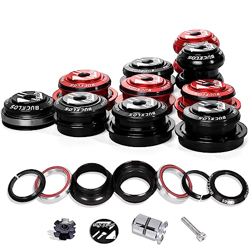 BUCKLOS 1-1/8 inch Bike Headset Threadless for Mountain Bikes, Black, 34-34mm