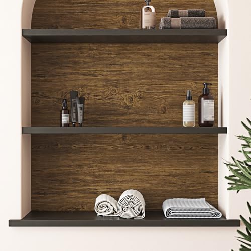 Wallercity Vintage Brown Wood Grain Contact Paper for Kitchen Countertop Rustic Peel and Stick Countertops Wallpaper for Cabinets Shelf Backdrop Vinyl Waterproof Self Adhesive Wooden Wrap 15.8x78.7 IN