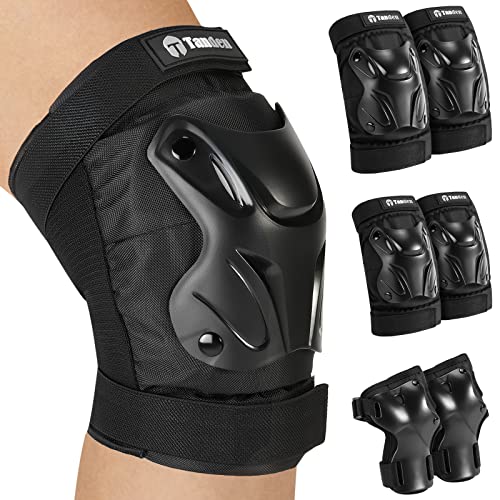 Adult Skating Protective Gear Set - Knee, Elbow & Wrist Pads - Black