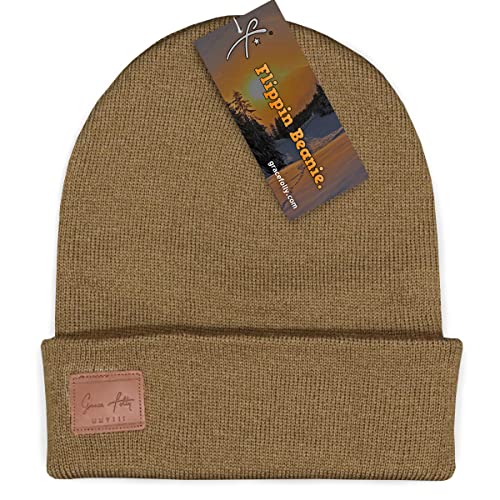 Fold Up Cuff Beanie Hat - Khaki