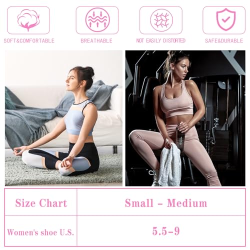 Non-Slip Pilates Socks with Grips - Cotton Yoga Barre Socks - Grey/Black/Pink