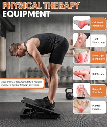 Black Adjustable Slant Board for Squats and Calf Stretching | Heavy-Duty Steel