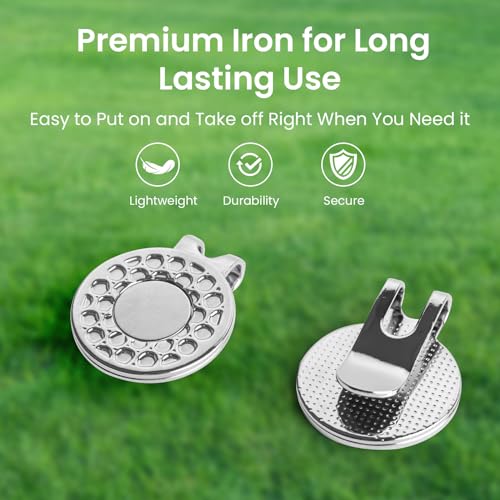 Magnetic Golf Hat Clip Set - 6 Pcs Silver for Ball Markers