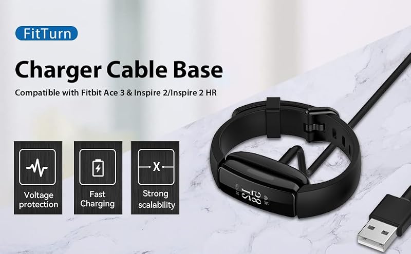 Fitbit Inspire 2 & HR Replacement Charger Cable - 30cm Black