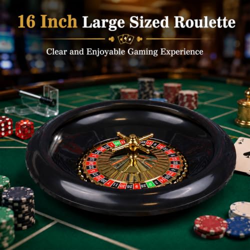 4-in-1 Casino Game Set with 16'' Roulette Wheel & Poker Kit