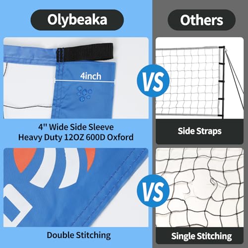 20FT Outdoor Volleyball Net Set - Blue | Adjustable Height, Pump & Carry Bag
