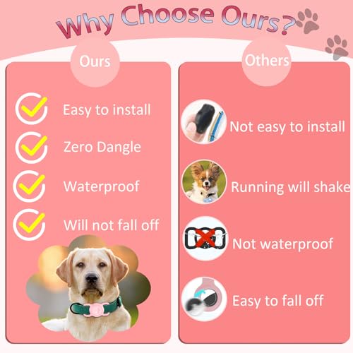 Waterproof Silicone AirTag Holder for Dog Collar - Pink