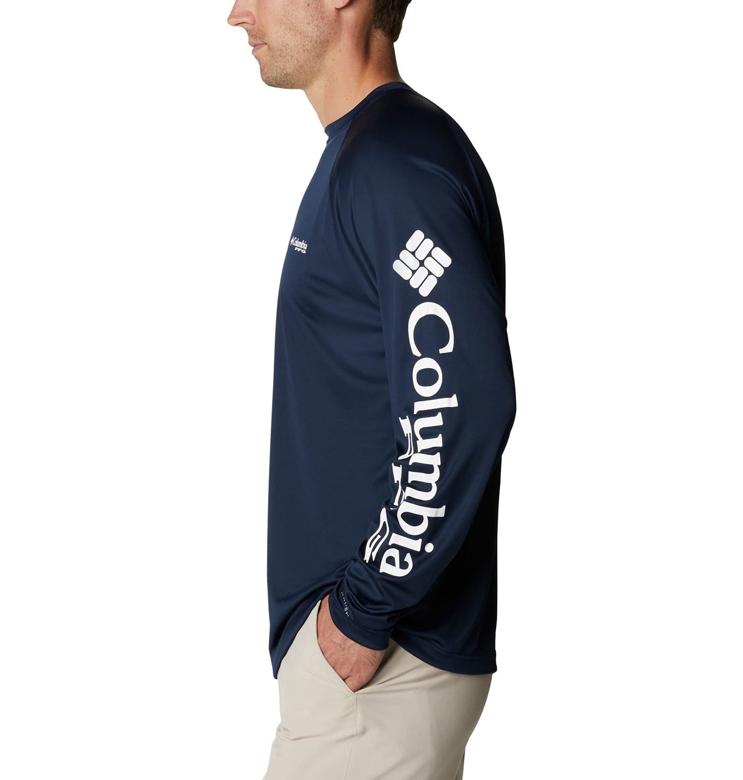 Columbia Men's Terminal Tackle Long Sleeve Shirt, Collegiate Navy/White Logo, XLT