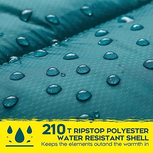 Bessport Flannel-Lined Winter Sleeping Bag - Grey & Blue -5℃, 3-4 Season Lightweight Waterproof Camping Gear