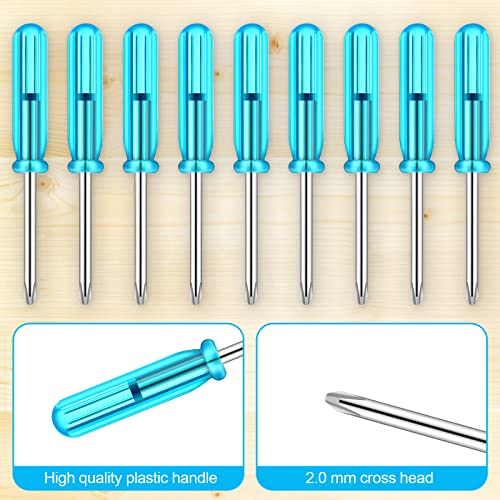 100 Pcs Pocket Screwdriver Mini Tops Tiny 2.0 mm Pocket Cross Eyeglass Screwdriver with Blue Handle for Watches Cellphone HDD Camera Laptop Repair Tool (Cross)