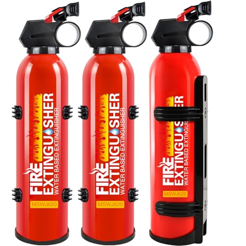 Fire Extinguisher for Home, 3Pack Car Fire Extinguisher with Mount, 4 in 1 Portable Kitchen Fire Extinguisher for A, B, C, K Category, 620ml Water-Based Fire Extinguisher for Truck Boat Home Office