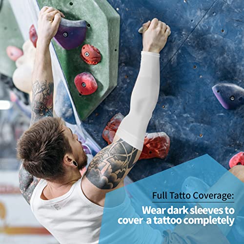 Cooling Sports Arm Sleeves - UPF 50 for Men & Women - White + Black