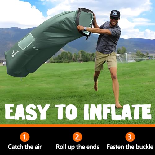 AlphaBeing Military Green Inflatable Lounger Chair - Air Sofa Hammock for Camping & Outdoor Travel