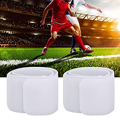 Adjustable Soccer Shin Guard Straps - Anti-Slip Elastic Bandage - White