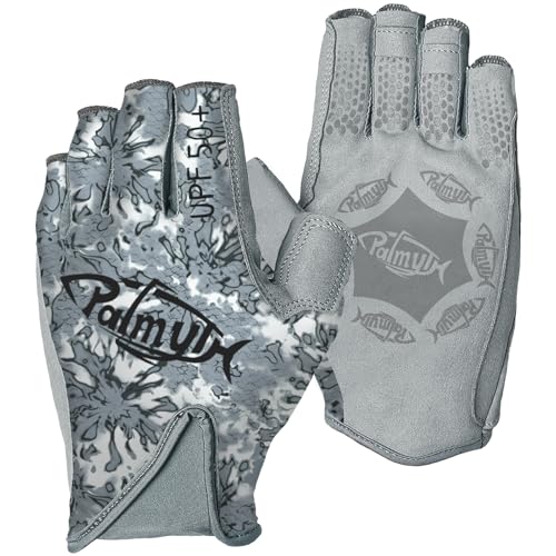 Palmyth Ashen Large UPF 50+ Fishing Gloves for Men & Women – Fingerless Kayak Gloves