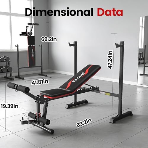 Adjustable Weight Bench Set - 880LBS Capacity with Leg Extension - Black