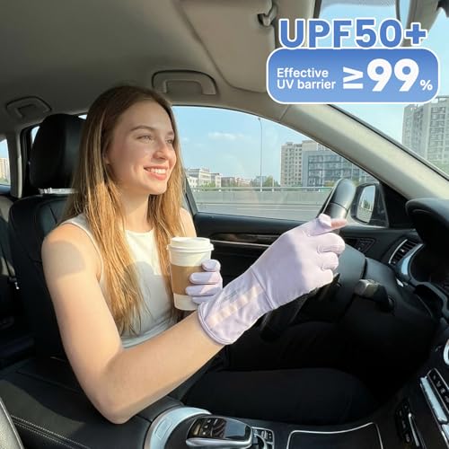 Women's UV Protection Driving Gloves - Touchscreen Full Finger - Platinum Gray