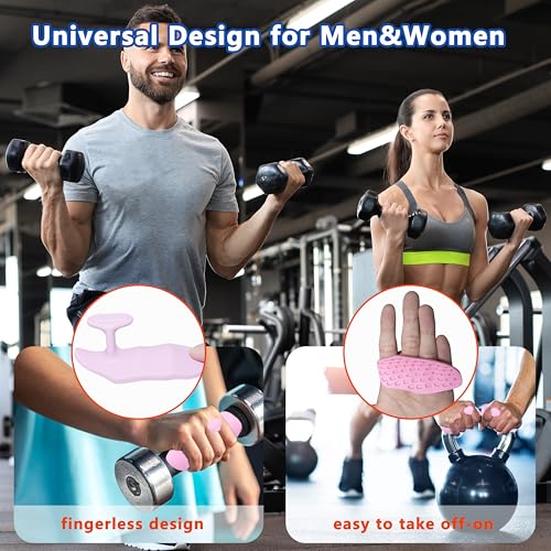 Silicone Gym Grips - Anti-Slip Weight Lifting Pads - Pink Medium