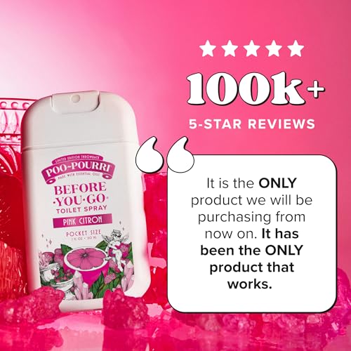 Pocket Toilet Spray - Travel Size 1 Fl Oz, Pink Citron - Up to 50 Uses