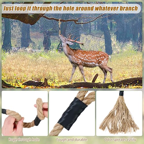 Atvkov 3Pcs Hemp Deer Scrape Tassel Rope Lures, Brown