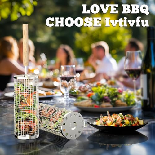 Ivtivfu Removable Handle Grill Basket for Outdoor BBQ & Camping