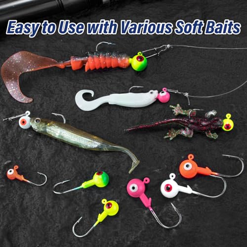 10-Pack Round Fishing Jig Heads - Green 1/8oz - High Carbon Steel Hooks