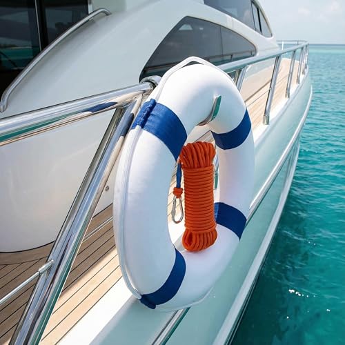 20-Inch Pool Safety Throw Ring Buoy with Rope, Blue w/ 98.4ft Rope