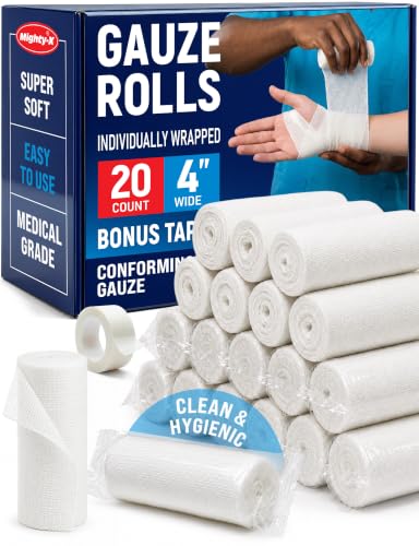 Medical Gauze Rolls - 20 Pack, 4" x 4.1 Yards - Soft & Breathable