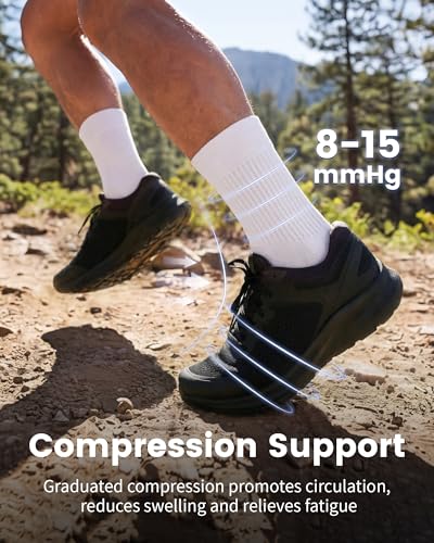 PAPLUS 3 Pairs Running Compression Socks for Men & Women – Medium / White