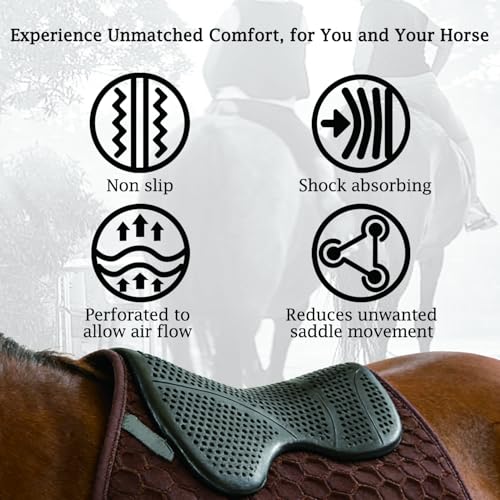 THREE ARCHERS Silicone Gel Horse Saddle Pad - Non-Slip, Shock Absorbing, All-Purpose Riding Pad