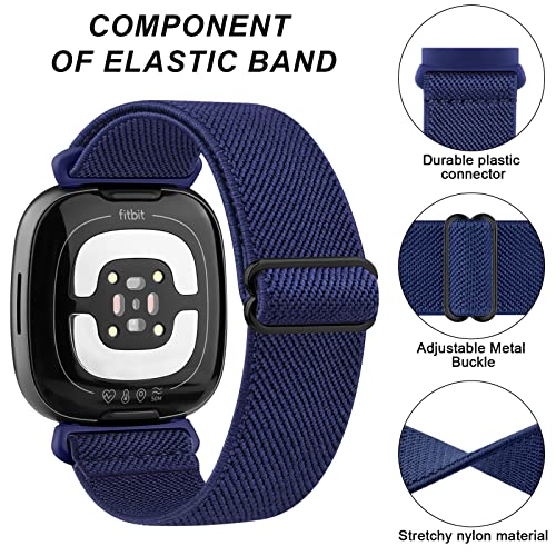 Elastic Nylon Replacement Band for Fitbit Versa 3/4/Sense 2 - Abyss Blue