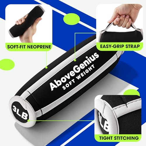 AboveGenius 18Lb Soft Hand Weights Set with Variation in Blue, Black, Green for Home & Fitness