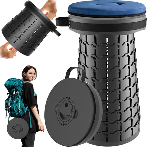 PLOGGING 2026 XXL Collapsible Stool with Thick Cushion – 19.7in Height, 1000lb Load Capacity, Black