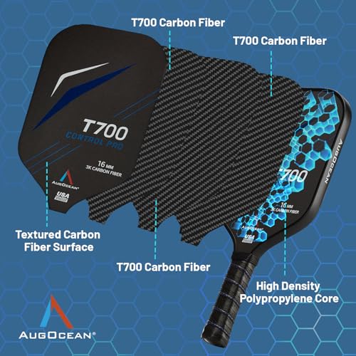 Black USAPA Approved Carbon Fiber Pickleball Paddle Set - Pro 16mm T700SC, High Spin & Control