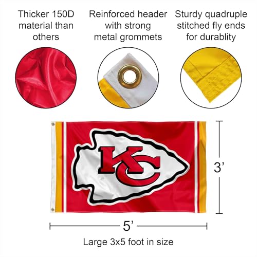 Kansas City Chiefs 3x5 Flag - Durable Polyester with Grommets