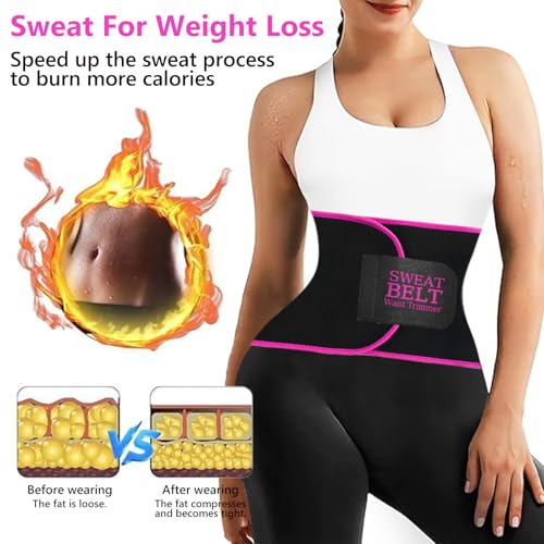 Waist Trainer for Women - Sweat Band, Medium Silver/Pink