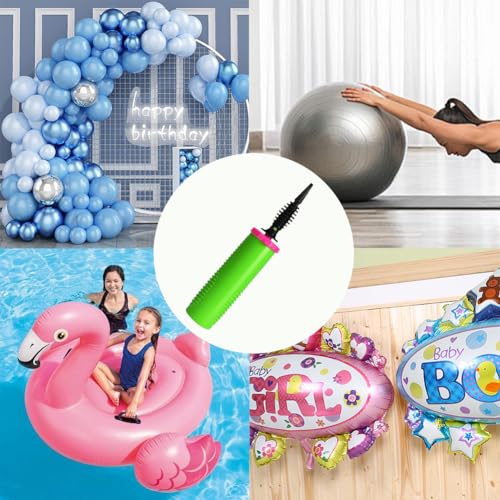 Green Double-Action Hand Balloon Pump - High Efficiency Inflator for Balloons & Pool Floats, 1PC