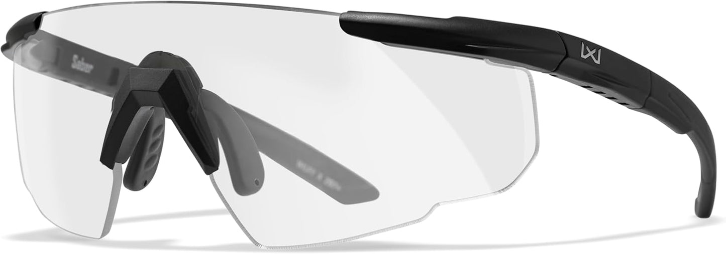 Wiley X Saber Advanced Shooting Glasses - ANSI Z87.1+ Safety Sunglasses for Men & Women | Matte Black Frames, Clear Lenses