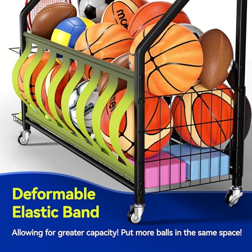 Heavy-Duty Rolling Sports Equipment Organizer with Locking Wheels