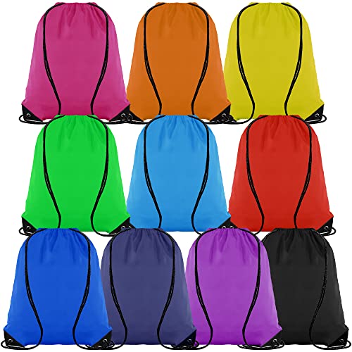 Drawstring Backpack Cinch Tote Bag - 10 Color Options, Lightweight Polyester