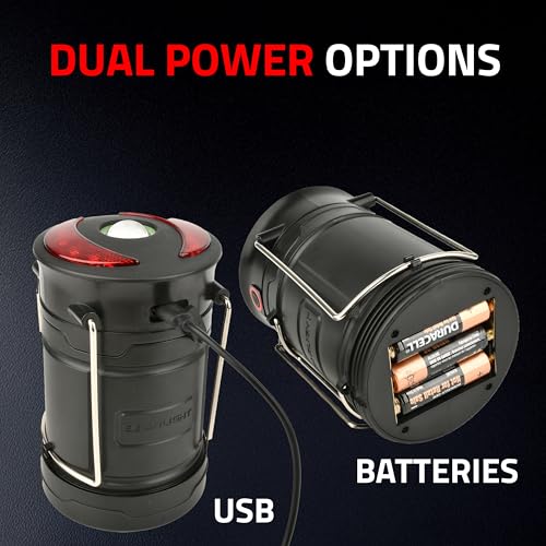 GearLight Rechargeable Camping Lantern - Black, 2 Pack, Magnetic & Foldable Hook