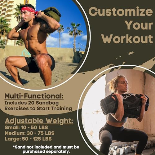 Workout Sandbag with 8 Handles - Black Camo, Large (50-125lbs)